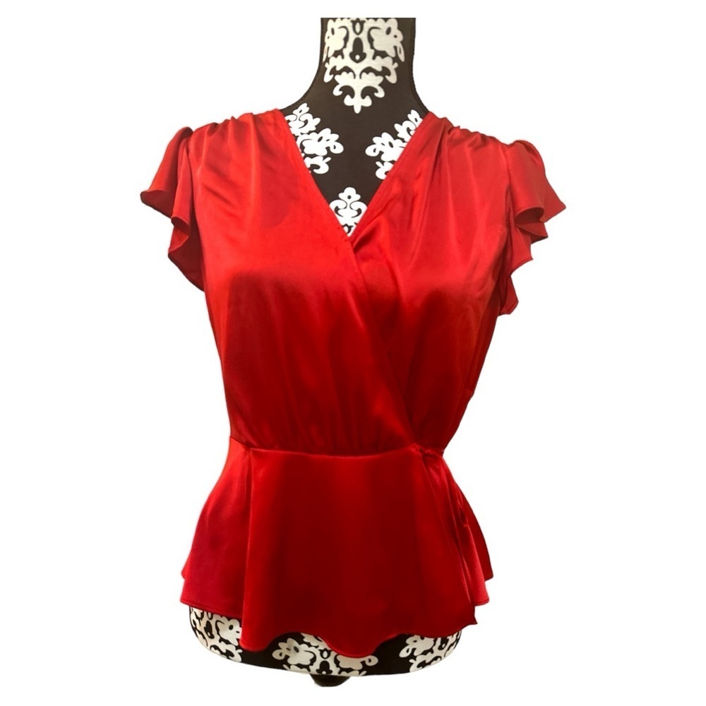 Elegant Red Wrap Top